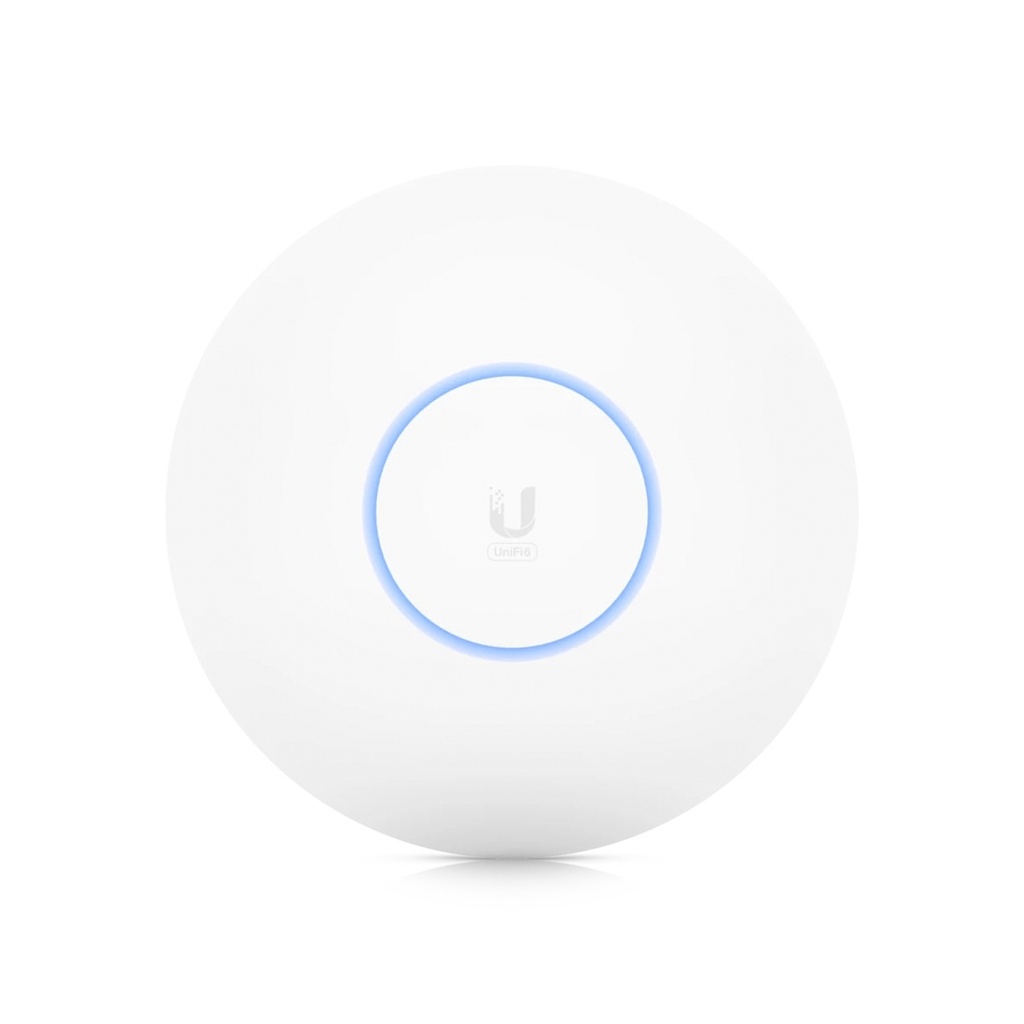 Access Point Wi-Fi 6 Unifi de largo alcance, doble banda, 8x8(DL/UL MU-MIMO), LAN 1 Gbps, PoE+, +350 clientes montaje en techo, 185 m² IP54, marca Ubiquiti.