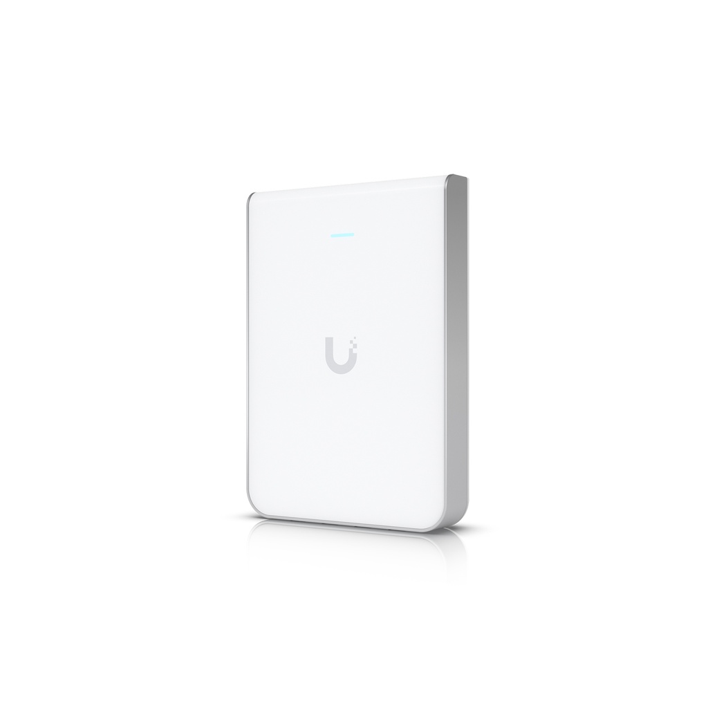Access Point Wi-Fi 6 Unifi montaje en pared, con switch 4 puertos integrado, doble banda, 4x4(DL/UL MU-MIMO), Uplink Gbps, PoE/PoE+, +300 clientes, 115 m², marca Ubiquiti.