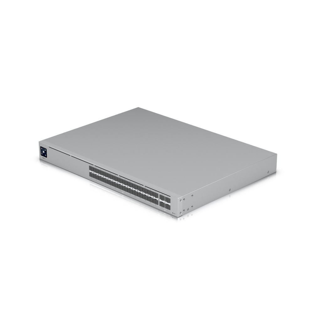 Switch USW-Pro-Aggregation de alta capacidad, capa 3, 32 puertos, (28) 1/10G SFP+ y (4) 1/10/25G SFP28, marca Ubiquiti.