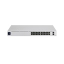 Switch Unifi standard 24 puertos PoE, capa 2 administrable, puertos: (24) RJ45 de 1GbE(16 PoE+) y 2 SFP de 1G, 95W, marca Ubiquiti.