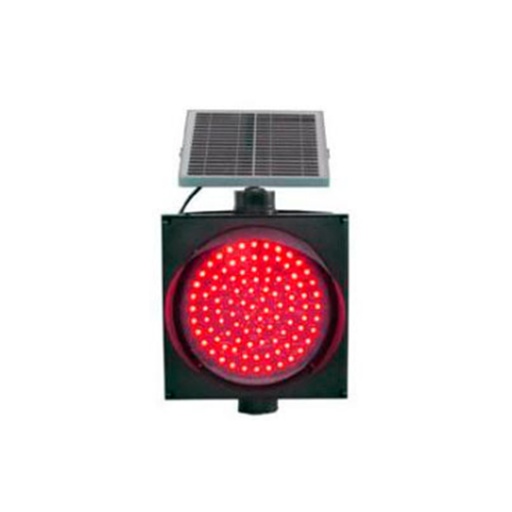 [SSG200-3-FM11 Type03] Semáforo led de precaución, luz intermitente color rojo de 20 cms., con flasher y panel de energía solar incorporado, marca Fama