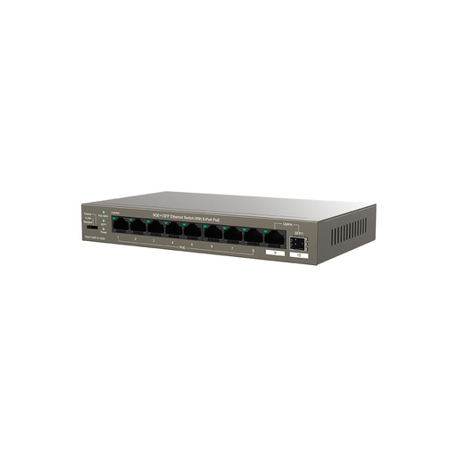 [TEG1110PF-8-102W] Switch PoE extendido TEG1109P-8-102W, 9 puertos Gigabit Ethernet (8 PoE), 1SFP, 102. watts, marca Tenda.