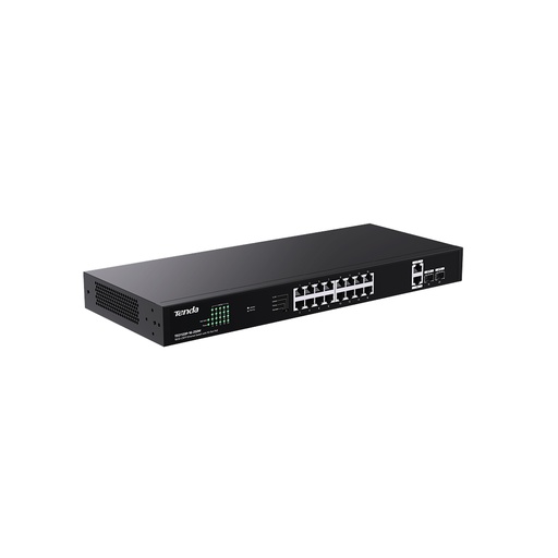 [TEG1128P-24-250W] Switch PoE extendido TEG1128P-24-250W, puertos: 24 GE PoE, 2 GE RJ45,2 SFP, 250 watts, montaje en rack, 4 modos de operación, marca Tenda.