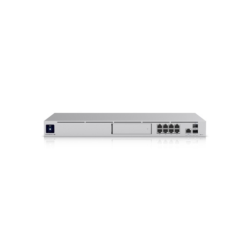 [UDM-SE] Consola Unifi Dream Machine edición especial, todo en uno, incluye: router con funciones de balanceo y failover, 2 puertos WAN(10G SFP+ 1G RJ45), firewall Enterprise, switch con 9 puertos LAN (1 SFP+ 10G, 8 PoE RJ45 1G), NVR con 1 bahía para HD, integra todas las aplicaciones Unifi(network, protect, access y conect), 1U, montaje en Rack, marca Ubiquiti.