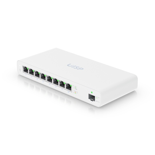 [UISP-S] Switch UISP para aplicaciones MicroPoP, 8 puertos GbE RJ45, PoE pasivo, marca Ubiquiti.