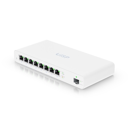[UISP-R] Router UISP para aplicaciones MicroPoP, 8 puertos GbE RJ45, PoE pasivo, marca Ubiquiti.